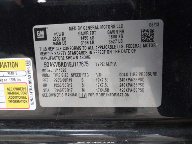 5GAKVBKD1EJ117675 Buick Enclave Leather