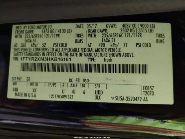 1FTYR2XM3HKB16161 Ford Transit-250