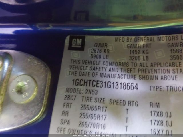 1GCHTCE31G1318664 Chevrolet Colorado Lt
