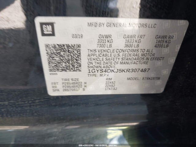 2019 CADILLAC ESCALADE 1GYS4DKJ5KR307487 Photo 8