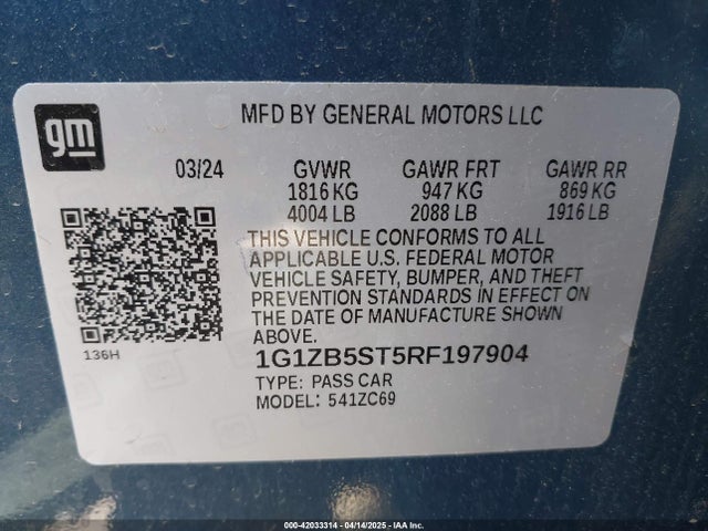1G1ZB5ST5RF197904 Chevrolet Malibu Fwd Ls