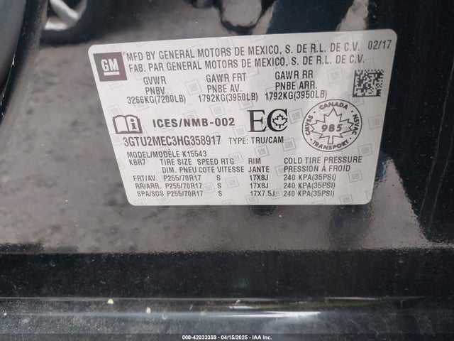 GMC Sierra 1500 Sle 2017 3GTU2MEC3HG358917 Image 9