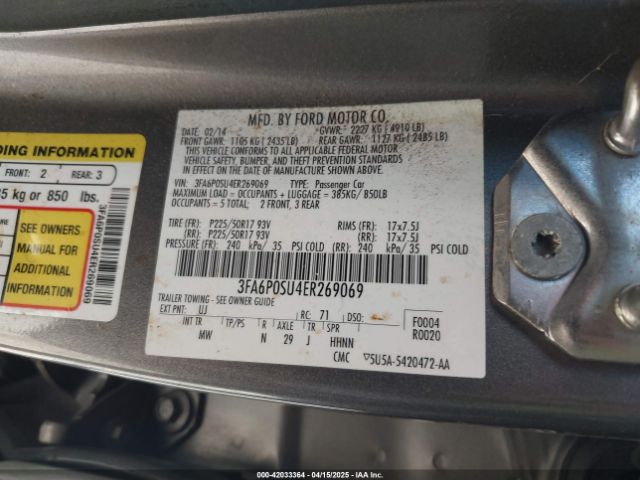 3FA6P0SU4ER269069 Ford Fusion Energi Titanium