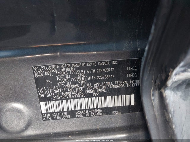 Toyota Rav4 Xle 2020 2T3P1RFV2LW130185 Image 9
