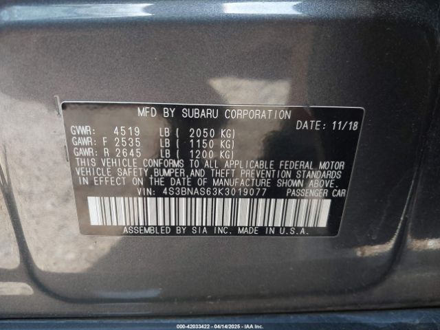 4S3BNAS63K3019077 Subaru Legacy 2.5i Sport