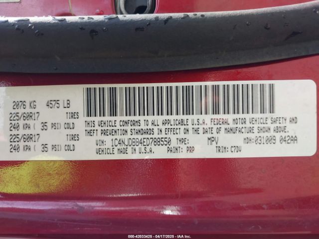 1C4NJDBB4ED788550 Jeep Compass Sport
