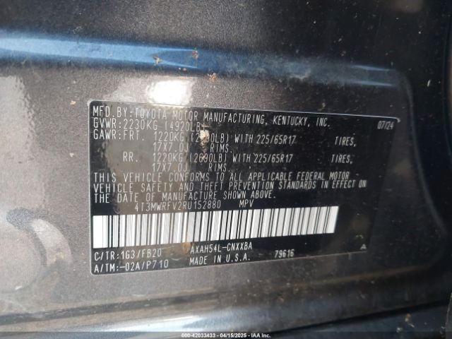 4T3MWRFV2RU152880 Toyota Rav4 Hybrid Le