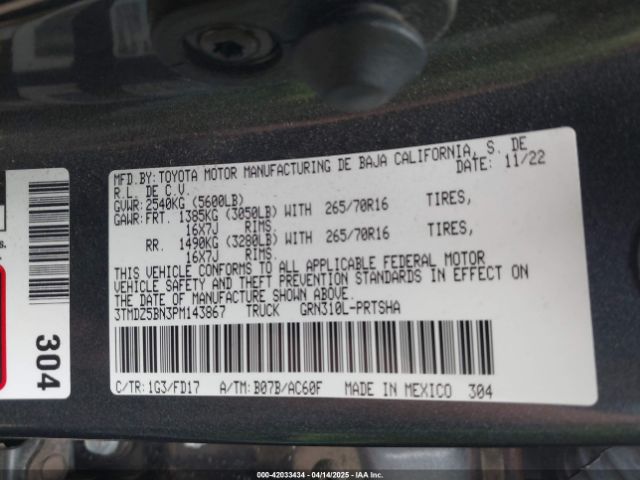 3TMDZ5BN3PM143867 Toyota Tacoma Trd Off Road