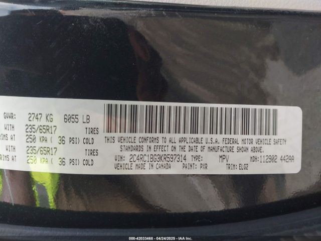 2C4RC1BG3KR597314 Chrysler Pacifica Touring L
