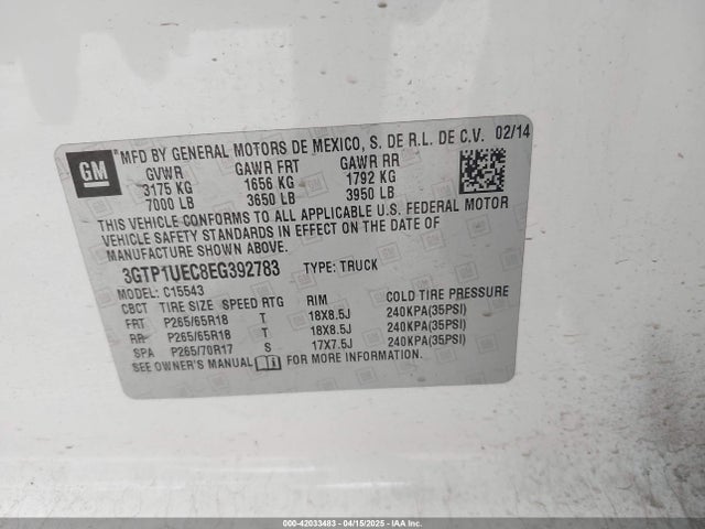 3GTP1UEC8EG392783 GMC Sierra 1500 Sle