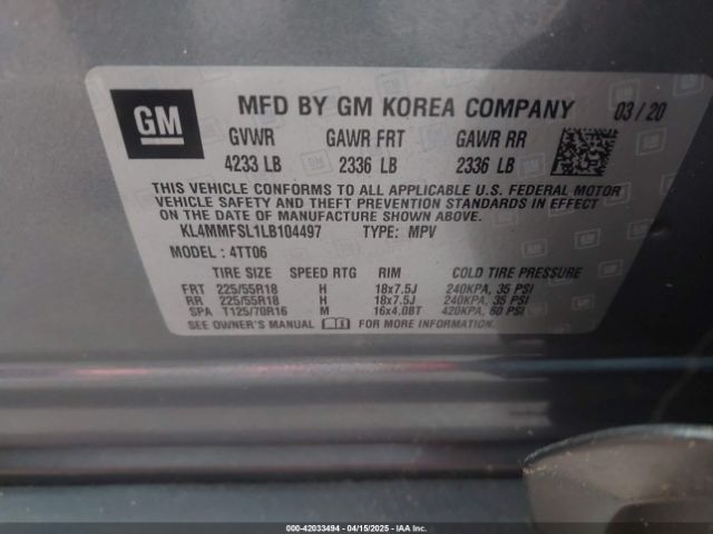 KL4MMFSL1LB104497 Buick Encore Gx Fwd Essence