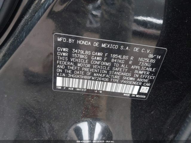 3HGGK5H88FM726406 Honda Fit Ex/ex-l