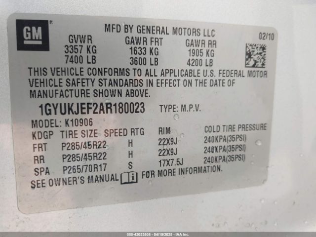 2010 CADILLAC ESCALADE ESV 1GYUKJEF2AR180023 Photo 8