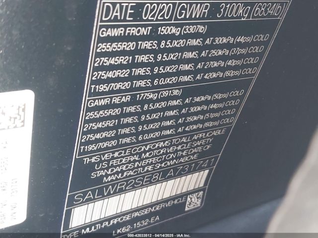 SALWR2SE8LA731741 Land Rover Range Rover Sport Hse Dynamic