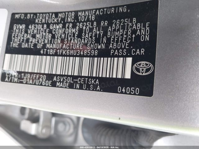 4T1BF1FK6HU348598 Toyota CAMRY SE