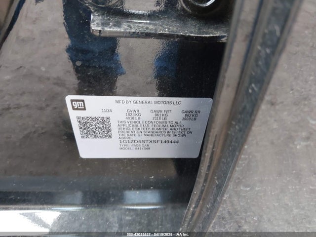 1G1ZD5STXSF149444 Chevrolet Malibu Fwd 1lt