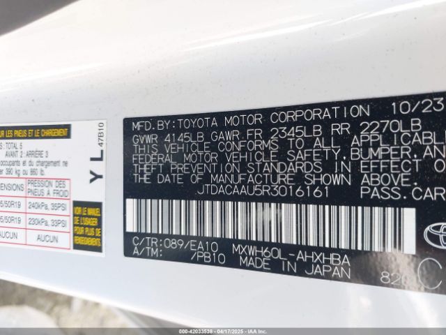 JTDACAAU5R3016161 Toyota Prius Limited