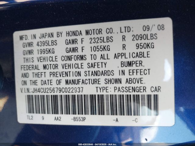 2009 ACURA TSX JH4CU25679C022937 Photo 8