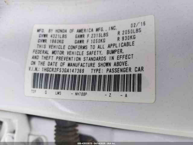 1HGCR2F53GA147369 Honda Accord Sport