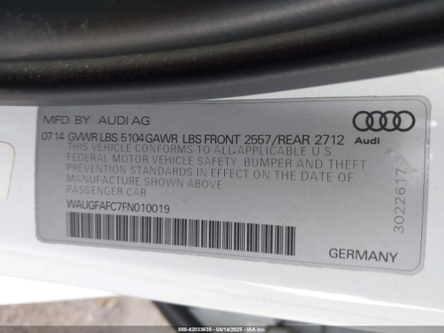 WAUGFAFC7FN010019 Audi A6 2.0t Premium