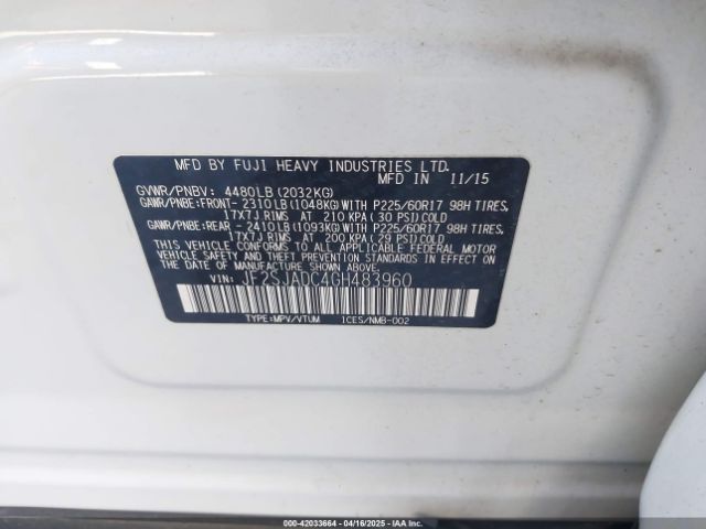 2016 SUBARU FORESTER JF2SJADC4GH483960 Photo 8