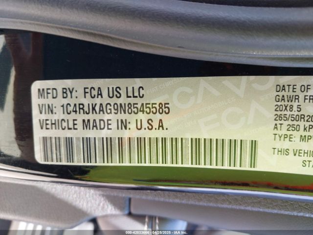 1C4RJKAG9N8545585 Jeep Grand Cherokee L Altitude 4x4