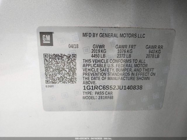 2018 CHEVROLET VOLT 1G1RC6S52JU140838 Photo 8