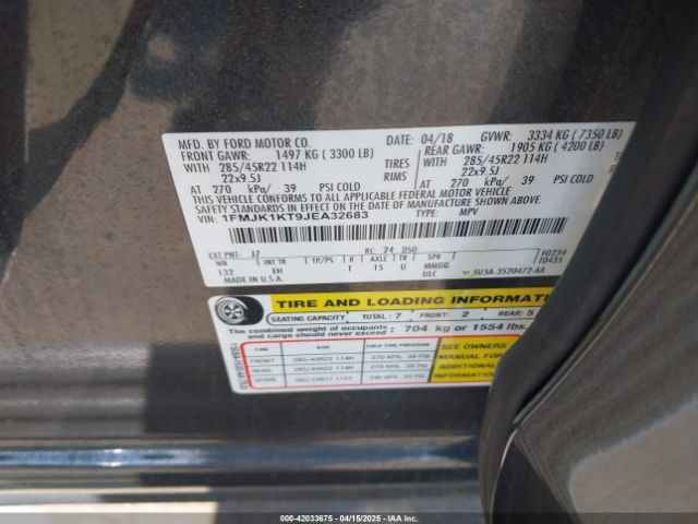 1FMJK1KT9JEA32683 Ford Expedition Max Limited