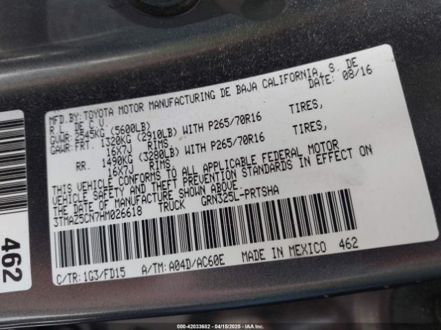 3TMAZ5CN7HM026618 Toyota Tacoma Trd Off Road