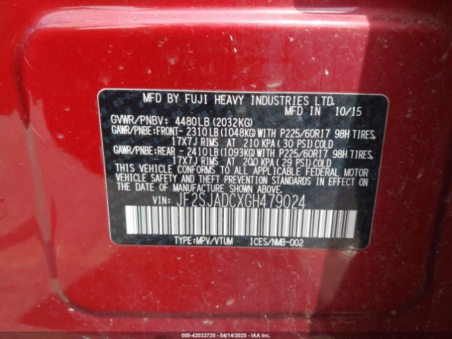 JF2SJADCXGH479024 Subaru Forester 2.5i Premium