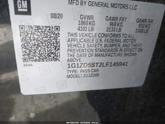1G1ZD5ST2LF145941 Chevrolet Malibu Fwd Lt