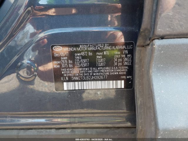 5NMZT3LB2JH092677 Hyundai gdi theta ii