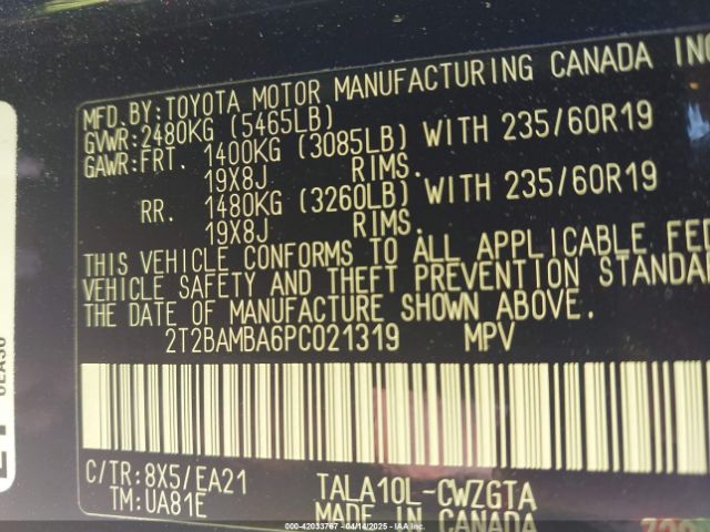 2T2BAMBA6PC021319 Lexus Rx 350 Premium