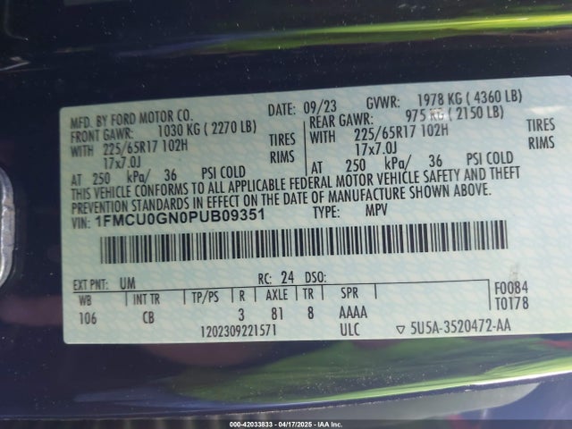 Ford Escape Active 2023 1FMCU0GN0PUB09351 Image 8