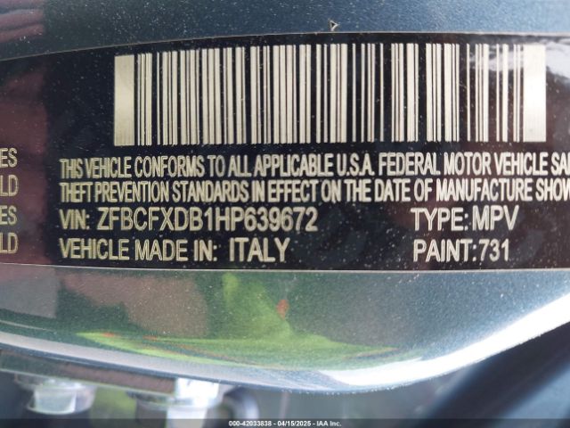 ZFBCFXDB1HP639672 Fiat 500x Lounge Fwd