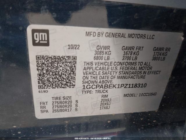 1GCPABEK1PZ118310 Chevrolet Silverado 1500 2wd  Short Bed Custom