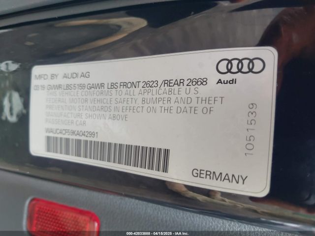 2019 AUDI S5 WAUC4CF59KA042991 Photo 8