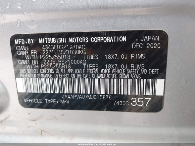 2021 MITSUBISHI OUTLANDER SPORT JA4APVAU7MU015876 Photo 8