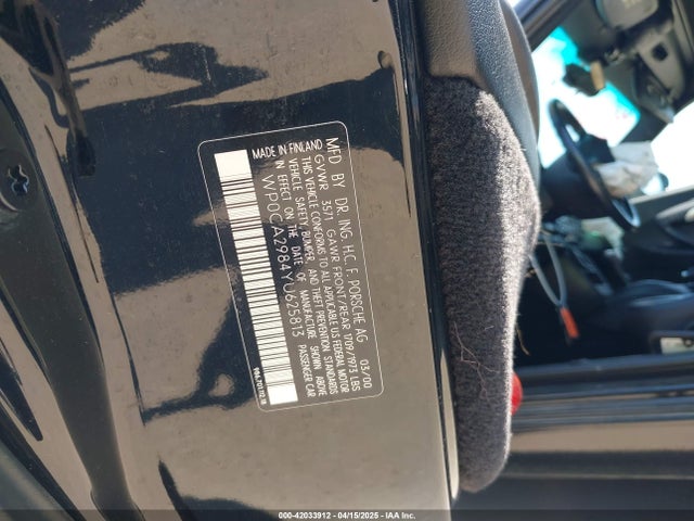 Aukcja sprzedaży 2000 Porsche Boxster, vin: WP0CA2984YU625813, numer aukcji: 42033912