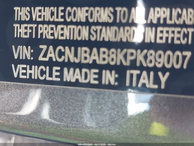 ZACNJBAB8KPK89007 Jeep Renegade Sport 4x4