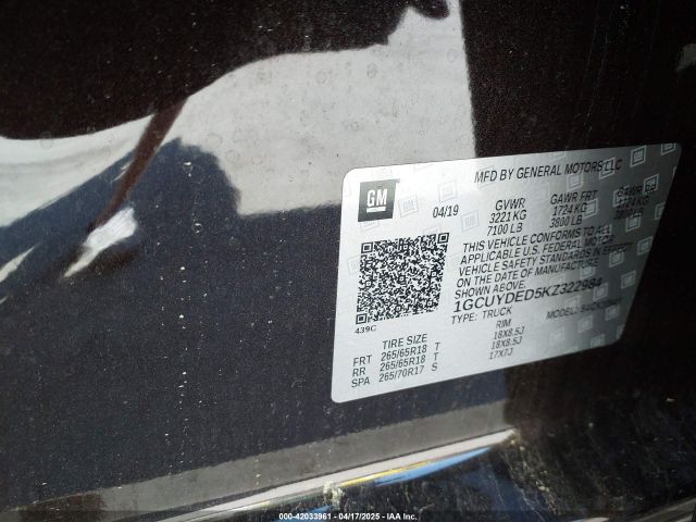 1GCUYDED5KZ322984 Chevrolet Silverado 1500 Lt