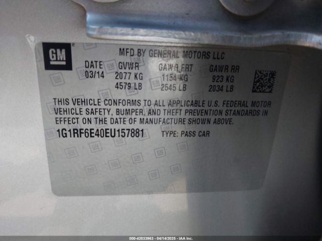 1G1RF6E40EU157881 Chevrolet Volt