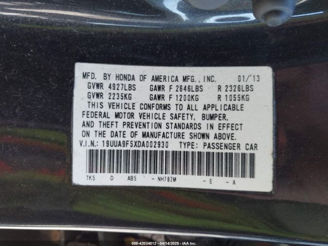 2013 ACURA TL 19UUA9F5XDA002930 Photo 8