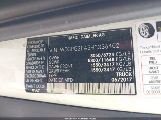 WD3PG2EA5H3336402 Mercedes-Benz Metris