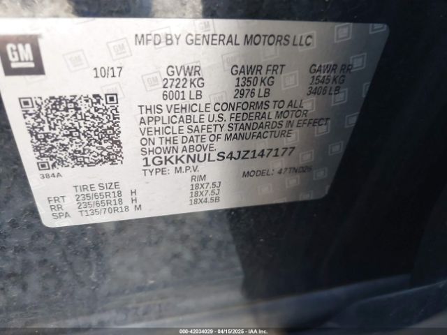 1GKKNULS4JZ147177 GMC Acadia Slt-1
