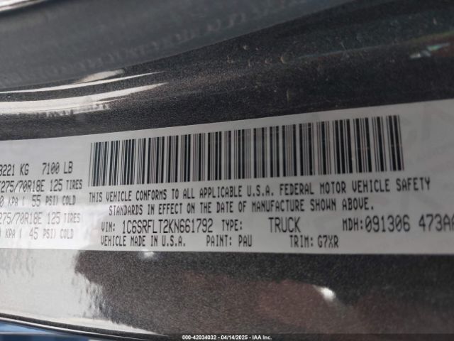 1C6SRFLT2KN661792 RAM 1500