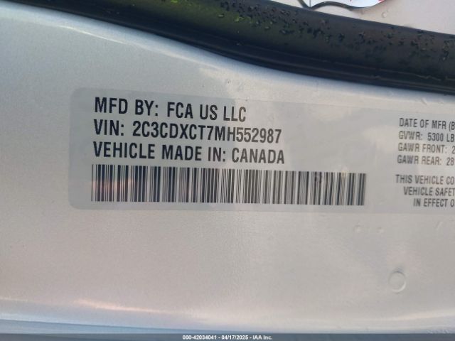 2C3CDXCT7MH552987 Dodge Charger R/t Rwd