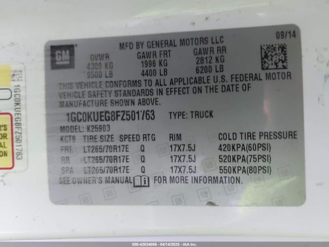 1GC0KUEG8FZ501763 Chevrolet Silverado 2500hd Wt