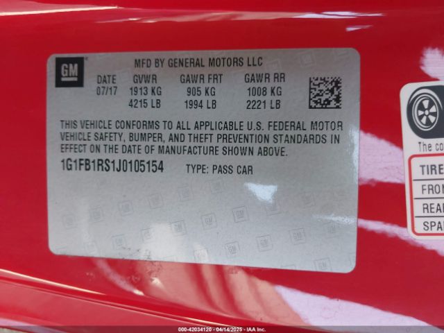 1G1FB1RS1J0105154 Chevrolet Camaro 1lt