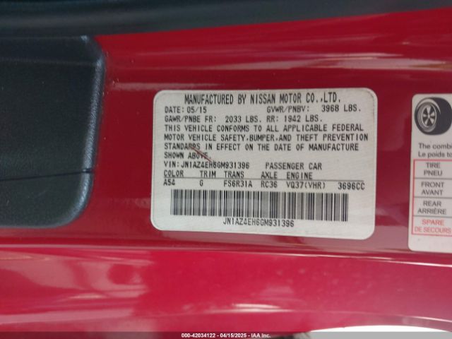 JN1AZ4EH6GM931396 Nissan 370Z